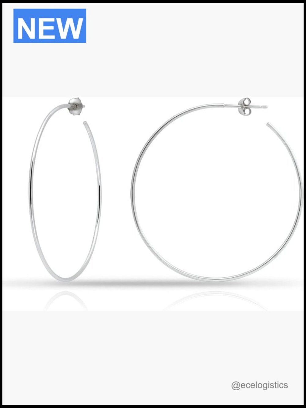 Open C-Hoop Earrings 1.5mm Thin Polished Round Hoops 15mm to 45mm